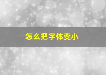 怎么把字体变小