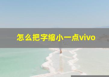 怎么把字缩小一点vivo