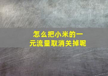 怎么把小米的一元流量取消关掉呢