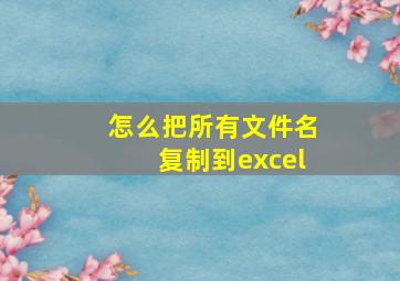 怎么把所有文件名复制到excel