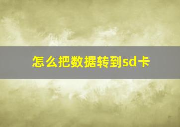 怎么把数据转到sd卡