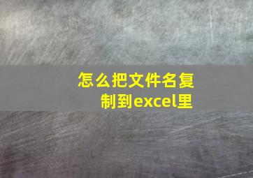 怎么把文件名复制到excel里