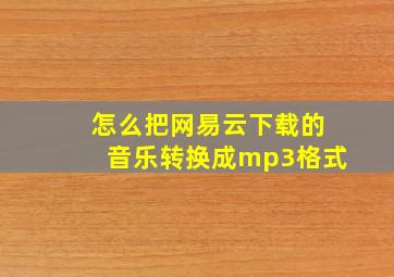 怎么把网易云下载的音乐转换成mp3格式