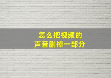 怎么把视频的声音删掉一部分