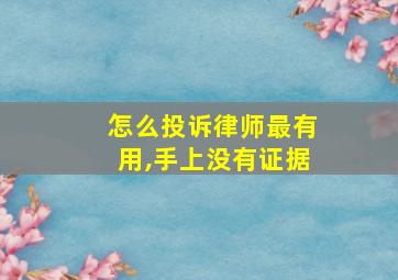 怎么投诉律师最有用,手上没有证据