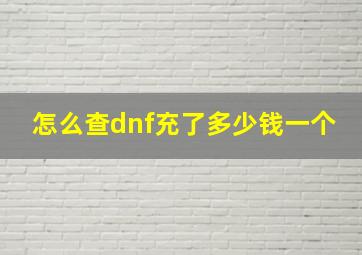 怎么查dnf充了多少钱一个