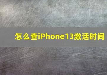 怎么查iPhone13激活时间