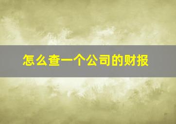 怎么查一个公司的财报