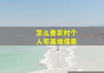 怎么查农村个人宅基地信息