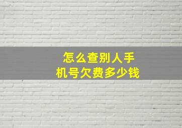 怎么查别人手机号欠费多少钱