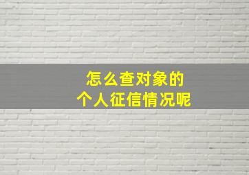 怎么查对象的个人征信情况呢