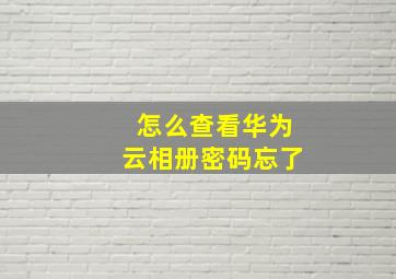 怎么查看华为云相册密码忘了