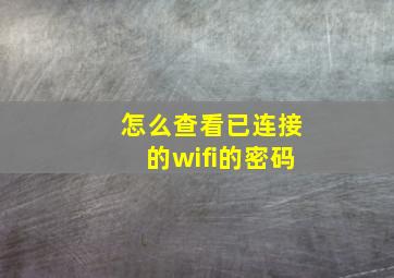 怎么查看已连接的wifi的密码