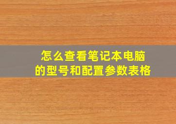 怎么查看笔记本电脑的型号和配置参数表格