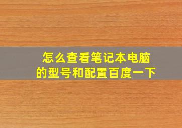 怎么查看笔记本电脑的型号和配置百度一下