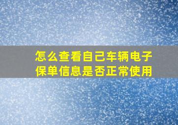 怎么查看自己车辆电子保单信息是否正常使用