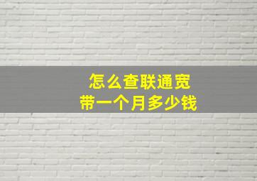 怎么查联通宽带一个月多少钱