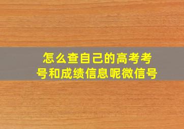 怎么查自己的高考考号和成绩信息呢微信号