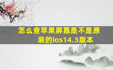 怎么查苹果屏幕是不是原装的ios14.3版本