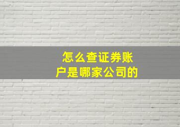 怎么查证券账户是哪家公司的