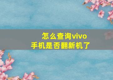 怎么查询vivo手机是否翻新机了