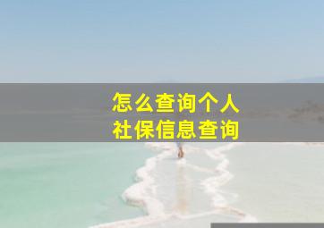 怎么查询个人社保信息查询