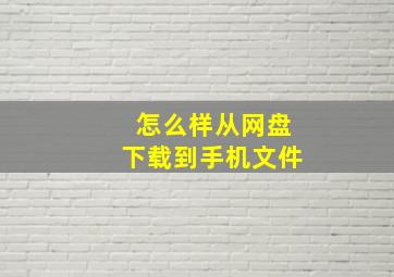 怎么样从网盘下载到手机文件