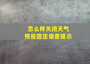 怎么样关闭天气预报固定语音提示