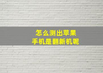 怎么测出苹果手机是翻新机呢