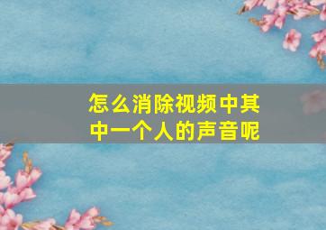 怎么消除视频中其中一个人的声音呢