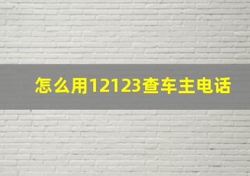 怎么用12123查车主电话