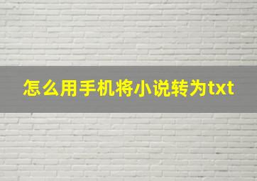 怎么用手机将小说转为txt