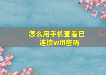 怎么用手机查看已连接wifi密码