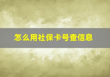 怎么用社保卡号查信息