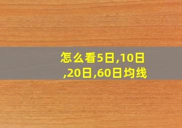 怎么看5日,10日,20日,60日均线