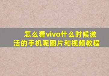 怎么看vivo什么时候激活的手机呢图片和视频教程