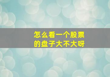 怎么看一个股票的盘子大不大呀