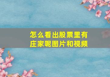 怎么看出股票里有庄家呢图片和视频