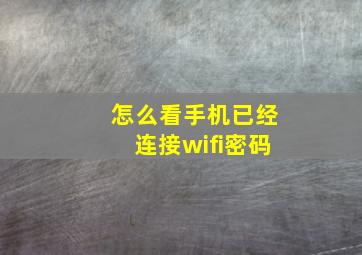 怎么看手机已经连接wifi密码