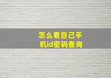 怎么看自己手机id密码查询