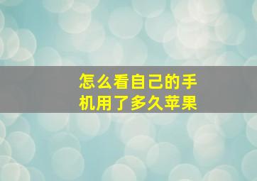 怎么看自己的手机用了多久苹果