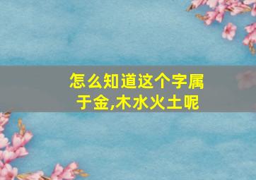 怎么知道这个字属于金,木水火土呢