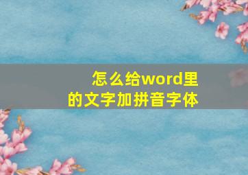 怎么给word里的文字加拼音字体