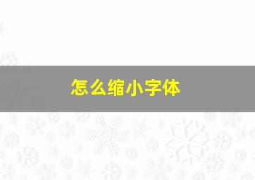 怎么缩小字体