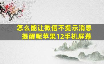 怎么能让微信不提示消息提醒呢苹果12手机屏幕