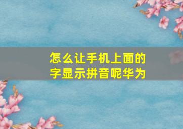 怎么让手机上面的字显示拼音呢华为