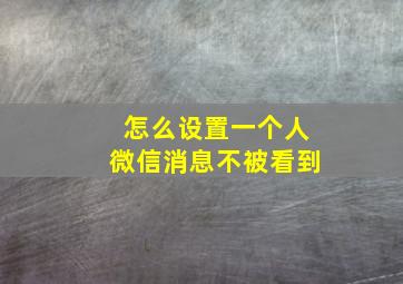 怎么设置一个人微信消息不被看到