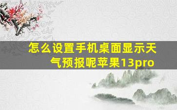 怎么设置手机桌面显示天气预报呢苹果13pro