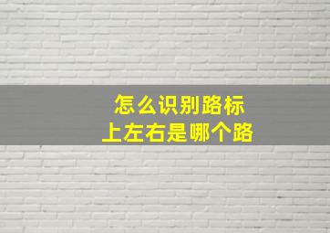 怎么识别路标上左右是哪个路