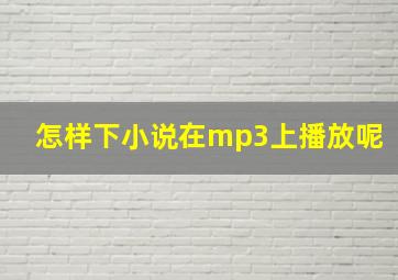 怎样下小说在mp3上播放呢